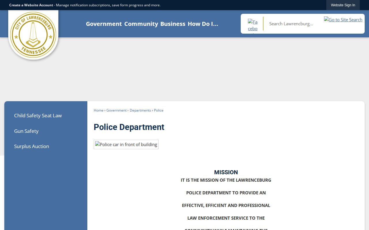 Lawrenceburg Police Department official page
